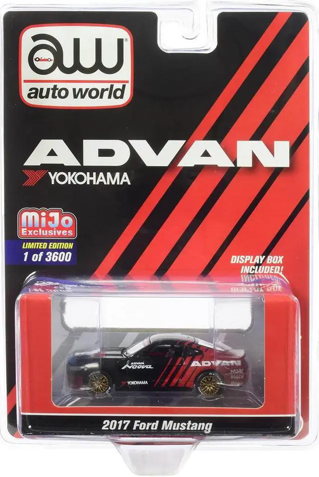 Alt view image 3 of 3 - 2017 Ford Mustang "ADVAN Yokohama" Red and Black Limited Edition to 3,600 pieces Worldwide 1/64 Diecast Car by Auto World