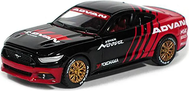 Alt view image 2 of 3 - 2017 Ford Mustang "ADVAN Yokohama" Red and Black Limited Edition to 3,600 pieces Worldwide 1/64 Diecast Car by Auto World