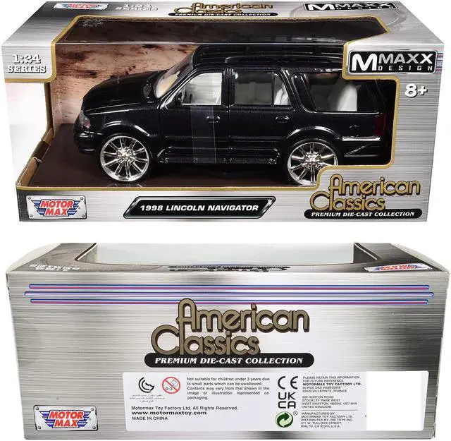 Alt view image 3 of 3 - 1998 Lincoln Navigator Black Met w/White Interior "Maxx Design" "American Classics" Series 1/24 Diecast Model Car by Motormax