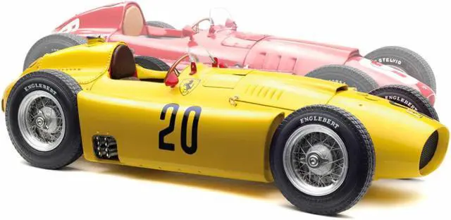 Alt view image 4 of 5 - Bundle of 2 Cars 1956 Ferrari D50 #20 GP Belgium (Yellow) & 1955 Ferrari Lancia D50 GP Turin (Red) 1/18 by CMC