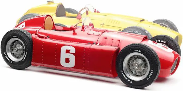 Alt view image 5 of 5 - Bundle of 2 Cars 1956 Ferrari D50 #20 GP Belgium (Yellow) & 1955 Ferrari Lancia D50 GP Turin (Red) 1/18 by CMC