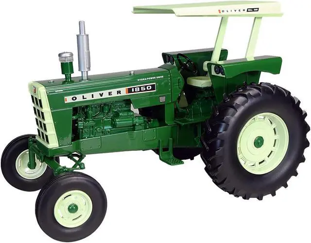 Alt view image 2 of 3 - Oliver 1850 Diesel Wide Front Tractor with ROPS & Canopy Green w/Light Green Top "Classic Series" 1/16 Diecast Model by SpecCast