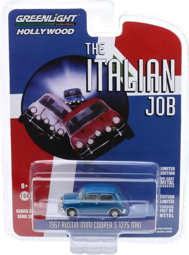 Alt view image 3 of 3 - 1967 Austin Mini Cooper S 1275 MkI Blue "The Italian Job" (1969) Movie "Hollywood Series" Release 28 1/64 Diecast Model Car by Greenlight