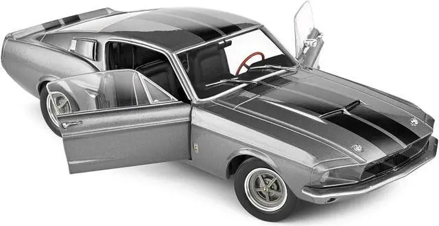 Alt view image 2 of 6 - 1967 Shelby GT500 Gray Metallic with Black Stripes 1/18 Diecast Model Car by Solido