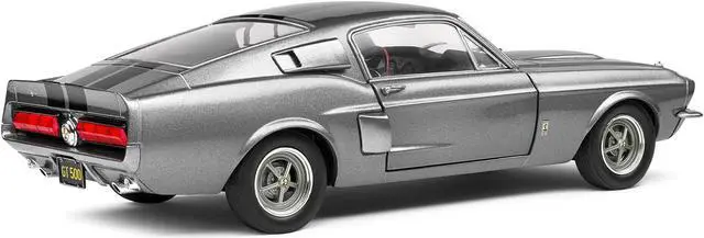 Alt view image 6 of 6 - 1967 Shelby GT500 Gray Metallic with Black Stripes 1/18 Diecast Model Car by Solido