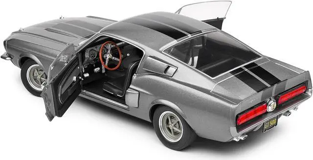 Alt view image 5 of 6 - 1967 Shelby GT500 Gray Metallic with Black Stripes 1/18 Diecast Model Car by Solido