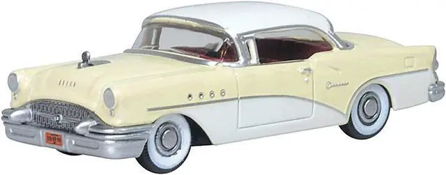Alt view image 2 of 3 - 1955 Buick Century Condor Yellow and Dover White with Red Interior 1/87 (HO) Diecast Model Car by Oxford Diecast. Brand new box.