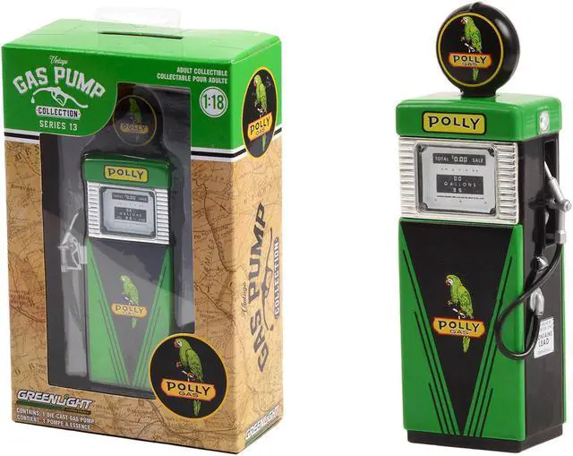 Main image of 1951 Wayne 505 Gas Pump "Polly Gas" Green and Black "Vintage Gas Pumps" Series 13 1/18 Diecast Model by Greenlight