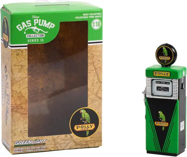 Alt view image 3 of 3 - 1951 Wayne 505 Gas Pump "Polly Gas" Green and Black "Vintage Gas Pumps" Series 13 1/18 Diecast Model by Greenlight