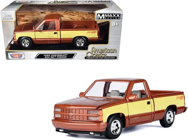 Main image of 1992 Chevrolet 454 SS Pickup Truck Copper Metallic with Beige Sides "American Classics" 1/24 Diecast Model Car by Motormax