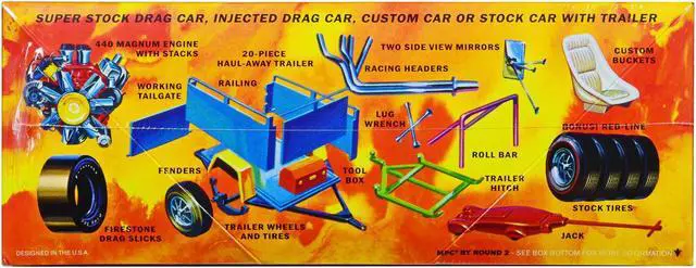Alt view image 3 of 4 - Skill 2 Model Kit 1968 Dodge Coronet Hardtop with Trailer 1/25 Scale Model by MPC