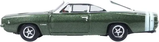 Alt view image 2 of 4 - 1968 Dodge Charger Racing Green Metallic with White Top and Tail Stripe 1/87 (HO) Diecast Model Car by Oxford Diecast