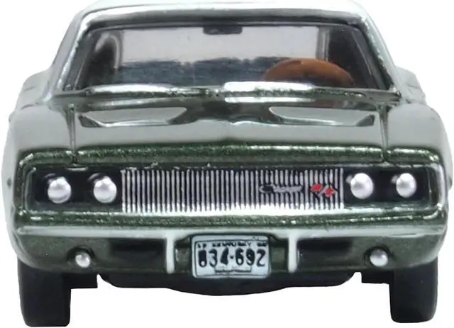 Alt view image 3 of 4 - 1968 Dodge Charger Racing Green Metallic with White Top and Tail Stripe 1/87 (HO) Diecast Model Car by Oxford Diecast