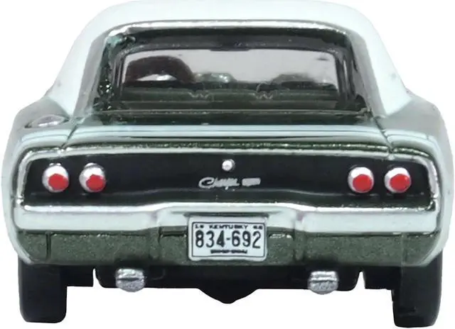 Alt view image 4 of 4 - 1968 Dodge Charger Racing Green Metallic with White Top and Tail Stripe 1/87 (HO) Diecast Model Car by Oxford Diecast