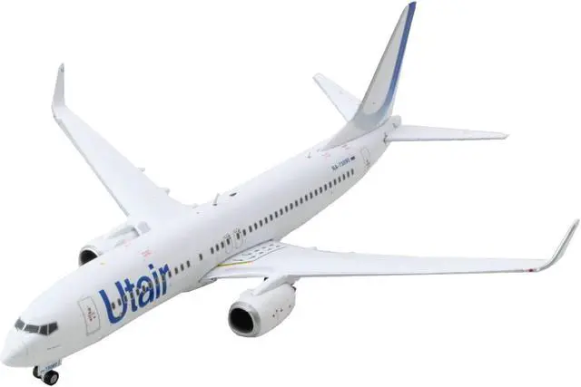 Alt view image 2 of 3 - Boeing 737-800 Commercial Aircraft "Utair" White with Blue Tail Stripes 1/400 Diecast Model Airplane by GeminiJets
