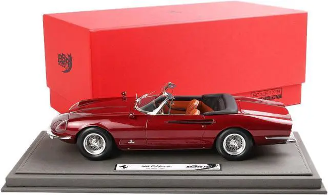 Main image of 1966 Ferrari 365 California S/N 10077 Convertible Rosso Rubino Red Met. w/DISPLAY CASE Ltd Ed to 200 pcs 1/18 Model Car by BBR