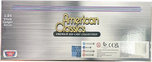 Alt view image 2 of 3 - 1966 Chevrolet C10 Fleetside Truck Silver Metallic with Brown with Camper "American Classics" 1/24 Diecast Model Car by Motormax
