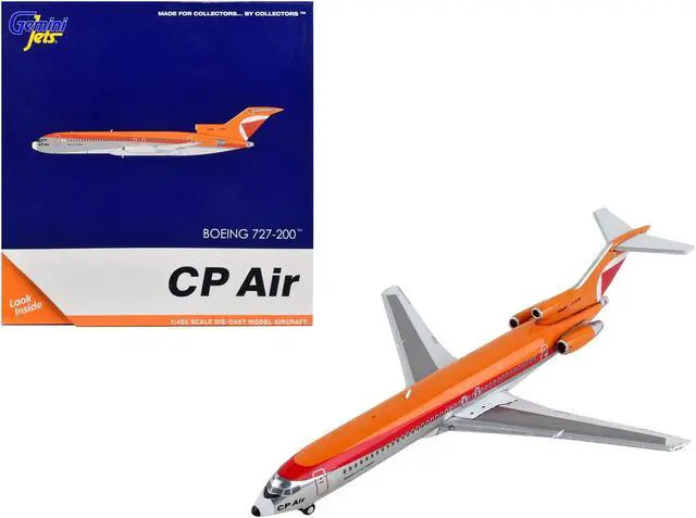 Main image of Boeing 727-200 Commercial Aircraft "CP Air" Orange and Silver with Red Stripes 1/400 Diecast Model Airplane by GeminiJets