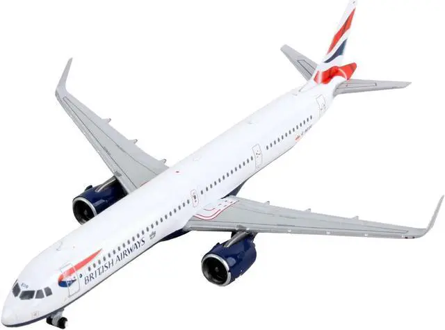 Alt view image 2 of 6 - Airbus A321neo Commercial Aircraft "British Airways" White with Tail Stripes 1/400 Diecast Model Airplane by GeminiJets