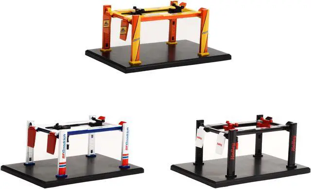 Alt view image 2 of 5 - "Four-Post Lifts" Set of 3 pieces Series 4 1/64 Diecast Models by Greenlight