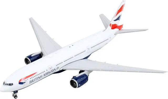 Alt view image 2 of 6 - Boeing 777-200ER Commercial Aircraft "British Airways" White with Tail Stripes 1/400 Diecast Model Airplane by GeminiJets