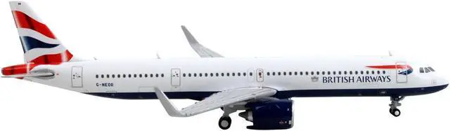 Alt view image 3 of 6 - Airbus A321neo Commercial Aircraft "British Airways" White with Tail Stripes 1/400 Diecast Model Airplane by GeminiJets