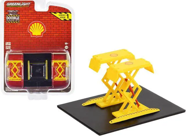 Main image of Automotive Double Scissor Lift "Shell Oil" Yellow "Double Scissor Lifts" Series 1 1/64 Diecast Model by Greenlight