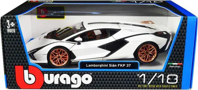 Main image of Lamborghini Sian FKP 37 White with Copper Wheels 1/18 Diecast Model Car by Bburago