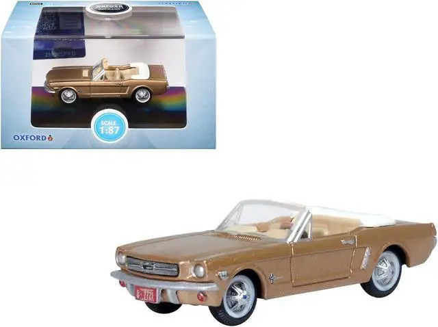 Main image of 1965 Ford Mustang Convertible Prairie Bronze Metallic 1/87 (HO) Diecast Model Car by Oxford Diecast