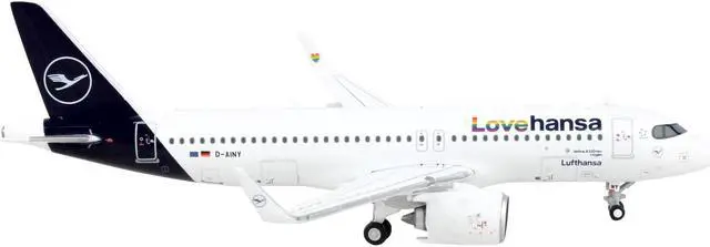Alt view image 3 of 5 - Airbus A320neo Commercial Aircraft "Lufthansa - Lovehansa" White with Dark Blue Tail 1/400 Diecast Model Airplane by GeminiJets