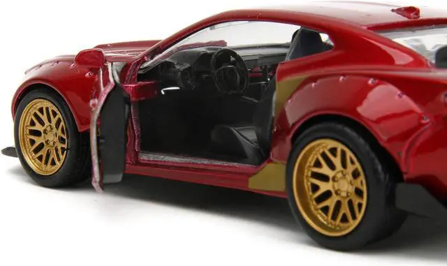 Alt view image 4 of 6 - 2016 Chevrolet Camaro Red Metallic and Gold and Iron Man Diecast Figure "The Avengers" 1/32 Diecast Model Car by Jada