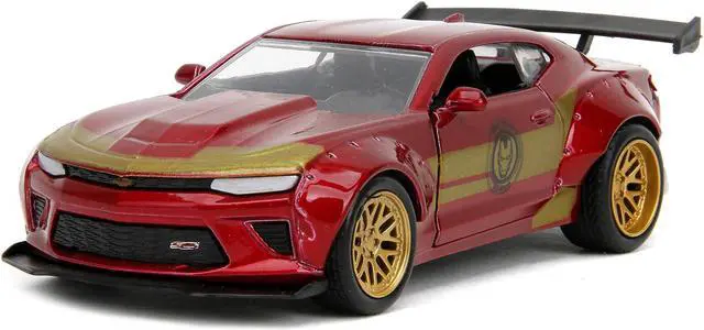 Alt view image 2 of 6 - 2016 Chevrolet Camaro Red Metallic and Gold and Iron Man Diecast Figure "The Avengers" 1/32 Diecast Model Car by Jada