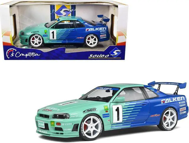 Main image of Nissan Skyline GT-R (R34) RHD #1 Hironori Takeuchi - Yuji Tachikawa "Falken" JGTC (2001) 1/18 Diecast Model Car by Solido