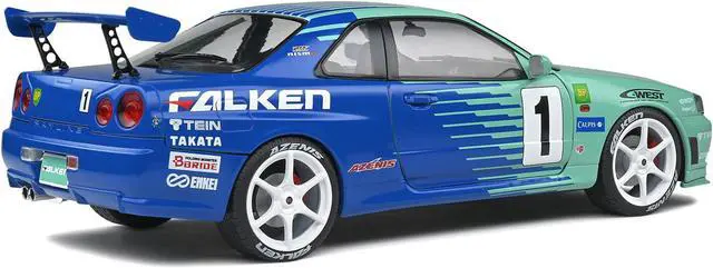 Alt view image 6 of 6 - Nissan Skyline GT-R (R34) RHD #1 Hironori Takeuchi - Yuji Tachikawa "Falken" JGTC (2001) 1/18 Diecast Model Car by Solido