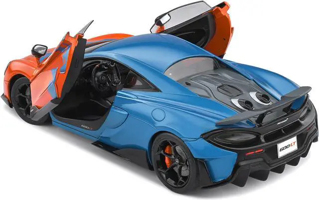 Alt view image 5 of 6 - 2019 McLaren 600LT Blue Metallic and Orange "Formula One Team Tribute" Livery 1/18 Diecast Model Car by Solido