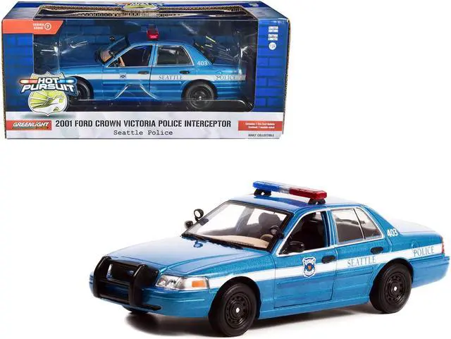 Main image of 2001 Ford Crown Victoria Police Interceptor Blue Met. "Seattle Police Washington" 1/24 Diecast Model Car by Greenlight