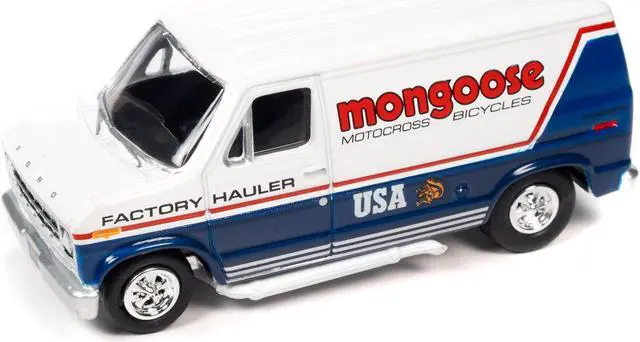 Alt view image 2 of 3 - 1965 Volkswagen Type 2 Van Black and Red and 1976 Ford Econoline Van White and Blue 1/64 Diecast Model Cars by Johnny Lightning