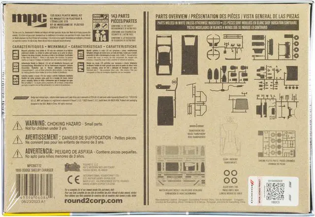 Alt view image 4 of 4 - Skill 2 Model Kit 1986 Dodge Shelby Charger 1/25 Scale Model by MPC