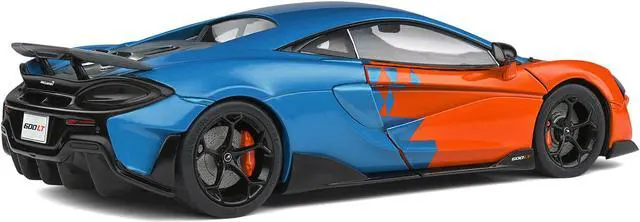 Alt view image 6 of 6 - 2019 McLaren 600LT Blue Metallic and Orange "Formula One Team Tribute" Livery 1/18 Diecast Model Car by Solido