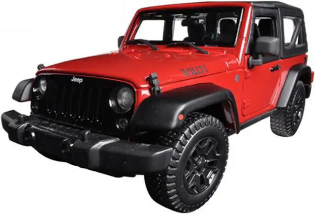Alt view image 2 of 3 - 2014 Jeep Wrangler Willys Red 1/18 Diecast Model Car by Maisto