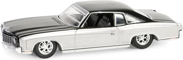 Alt view image 2 of 3 - 1972 Chevrolet Monte Carlo Lowrider Silver Metallic & Black "California Lowriders" Series 1/64 Die Cast Model Car by Greenlight