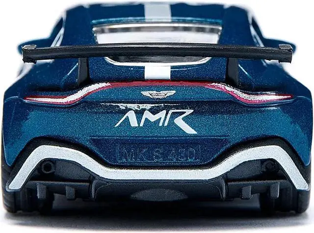 Alt view image 4 of 4 - Aston Martin Vantage GT4 Blue Metallic with White Stripes Diecast Model Car by Siku