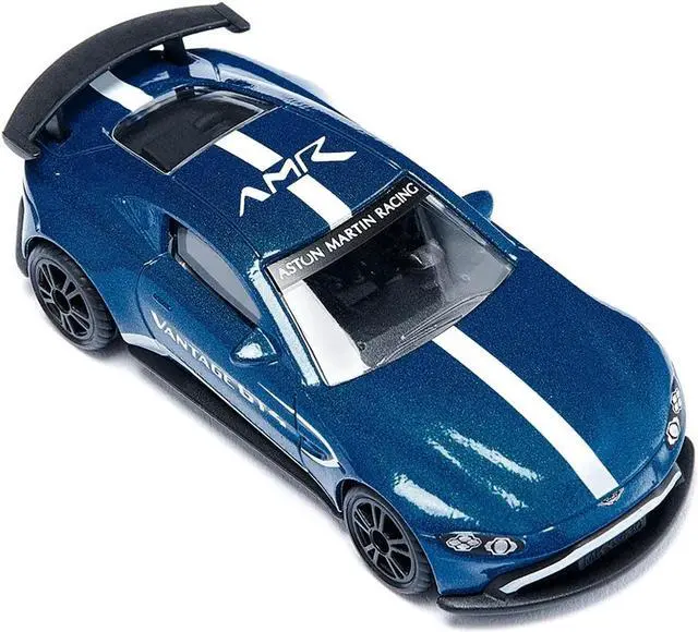Alt view image 3 of 4 - Aston Martin Vantage GT4 Blue Metallic with White Stripes Diecast Model Car by Siku