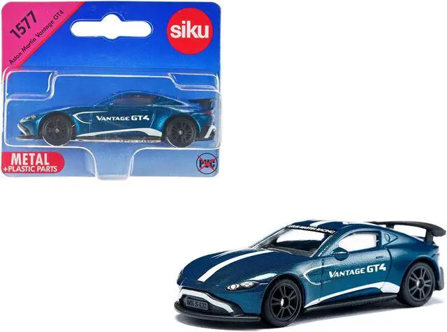 Main image of Aston Martin Vantage GT4 Blue Metallic with White Stripes Diecast Model Car by Siku