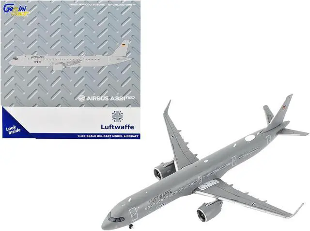 Main image of Airbus A321neo Transport Aircraft "German Luftwaffe" Gray "Gemini Macs" Series 1/400 Diecast Model Airplane by GeminiJets