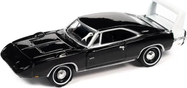 Alt view image 2 of 3 - 1969 Dodge Charger Daytona Black with White Tail Stripe "MCACN" Ltd Ed to 4236 pcs 1/64 Diecast Model Car by Johnny Lightning