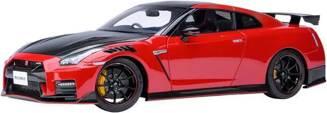Main image of 2022 Nissan GT-R (R35) Nismo Special Edition RHD Vibrant Red with Carbon Hood and Top 1/18 Model Car by Autoart