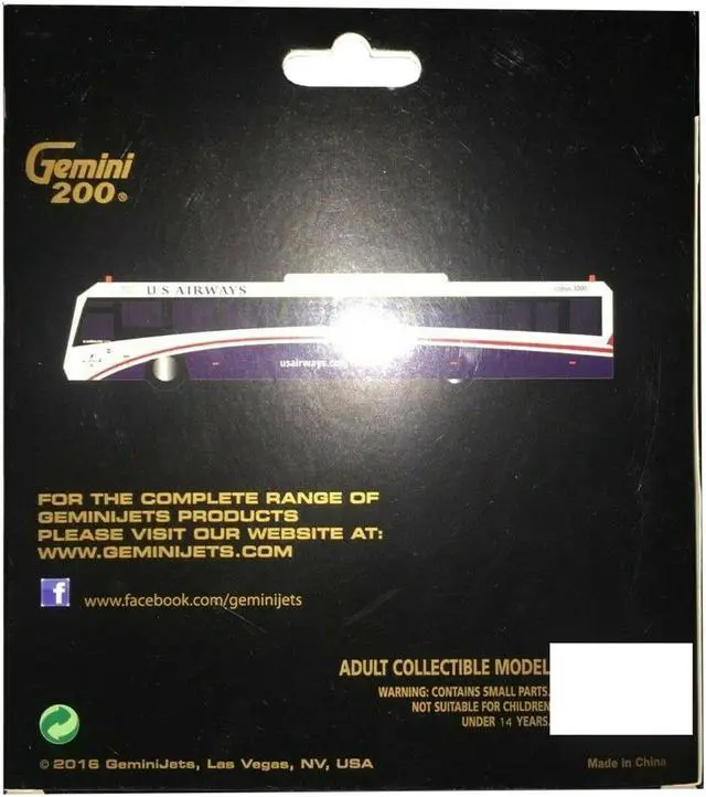 Alt view image 3 of 5 - Cobus 3000 Passenger Bus White and Blue "US Airways Shuttle Bus" 2 Piece Set "Gemini 200" Series Diecast Models by GeminiJets