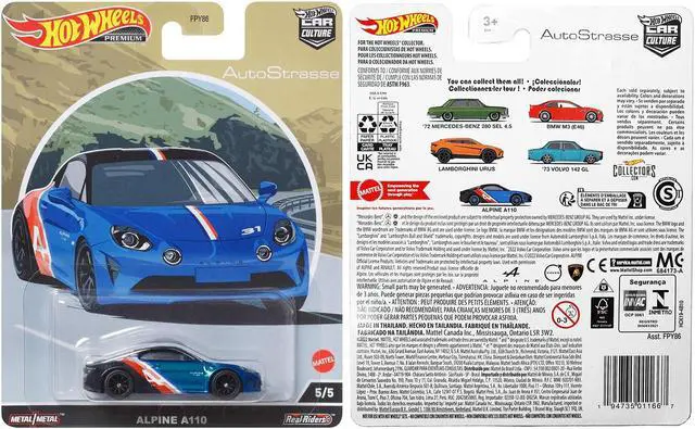 Alt view image 3 of 3 - Alpine A110 Blue Metallic and Black with Graphics "Auto Strasse" Series Diecast Model Car by Hot Wheels