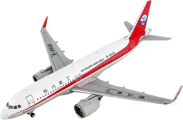 Alt view image 2 of 3 - Airbus A320neo Commercial Aircraft "Sichuan Airlines" White with Red Stripes and Tail 1/400 Diecast Model Airplane by GeminiJets